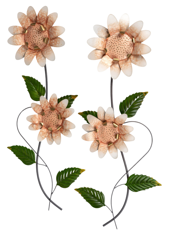 Metalen wanddecoratie “Delicate Flowers” Bloemen Roze FO-673398