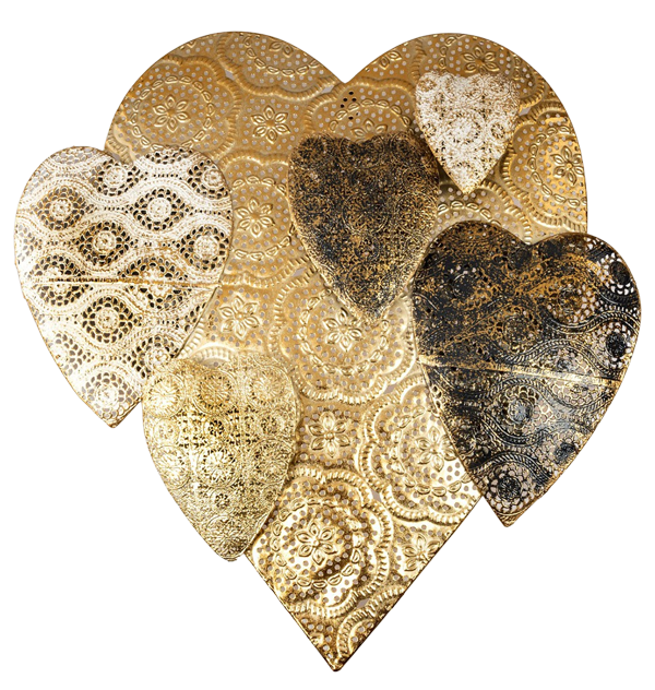 Metalen wanddecoratie Golden Love Hearts Hart Liefde FO-670489
