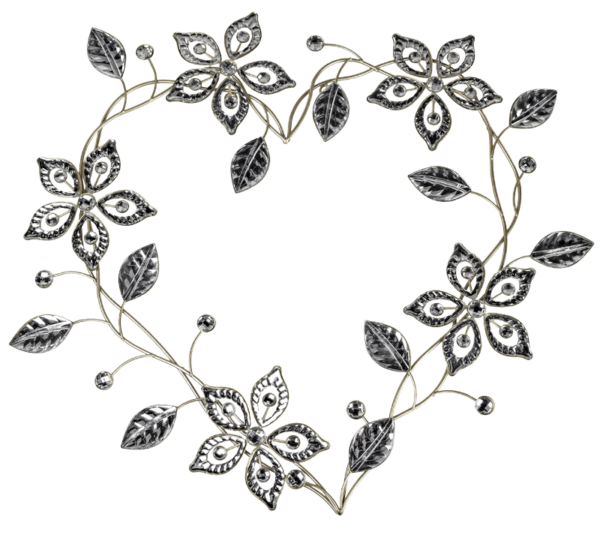 Metalen wanddecoratie “Heart of Flowers” Hart Liefde Bloemen FO-673404