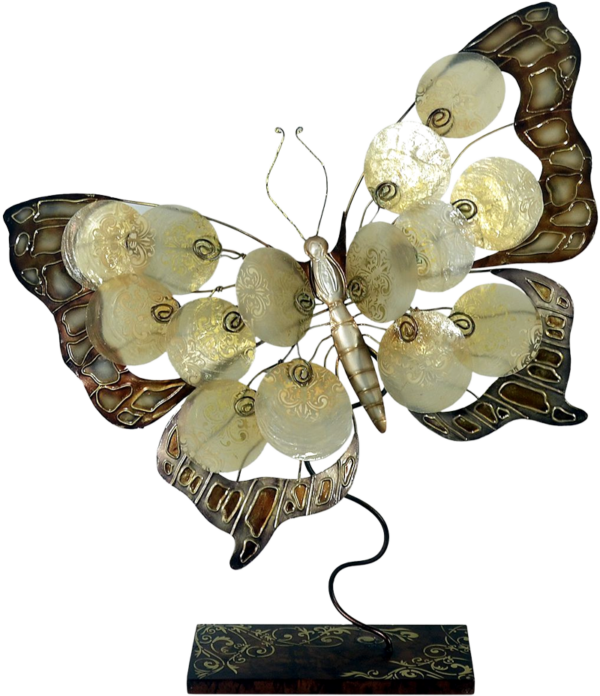 Metalen beeld Mysterious Butterfly met parelmoer Vlinder Vleugels Mysterieus MH-MC64112