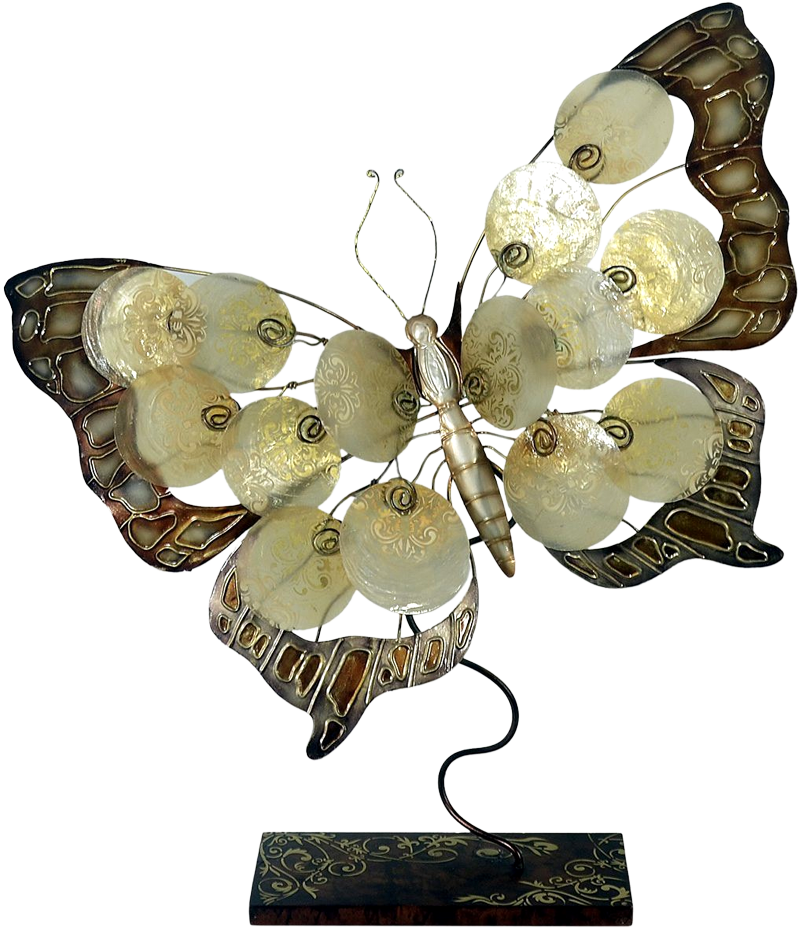 Metalen beeld Mysterious Butterfly met parelmoer Vlinder Vleugels Mysterieus MH-MC64112