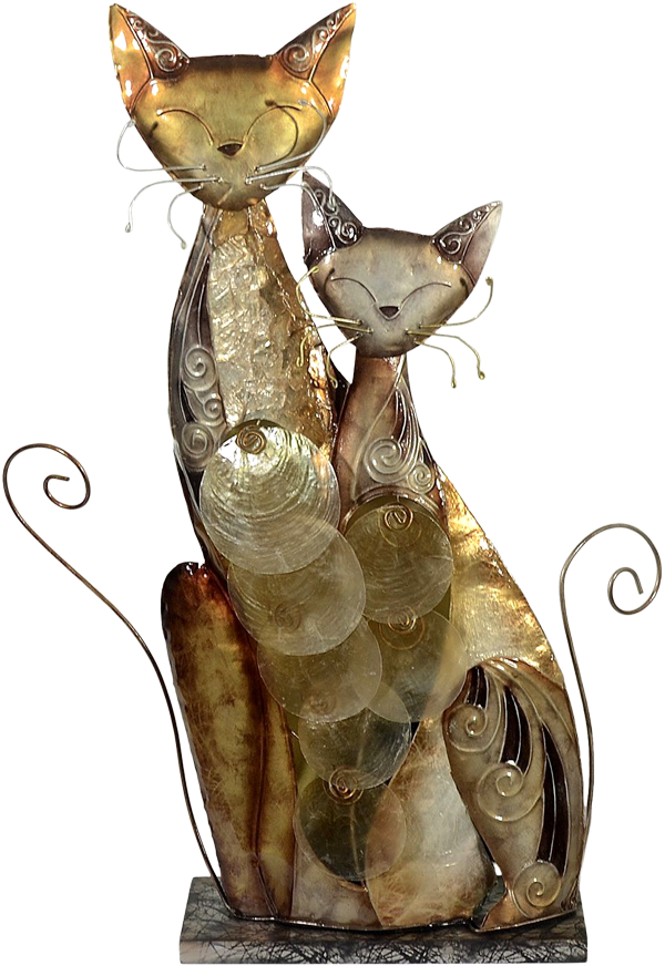 Metalen beeld Siamese Cat Family met parelmoer Katten Katachtigen MH-MC64107