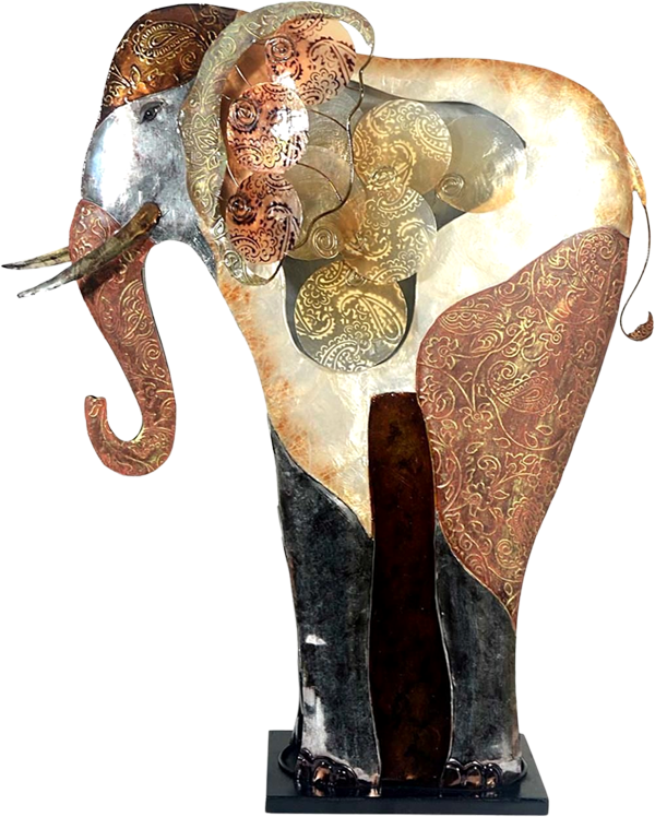 Metalen beeld Treasure Elephant met parelmoer Olifant Juweel Glinsterend MH-64043