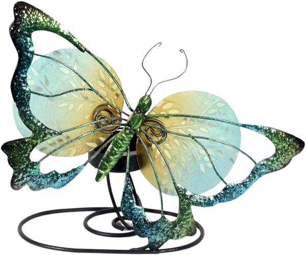 Metalen waxine lamp beeld Shining Turquoise Butterfly Vlinder Vleugels MH-MC64111