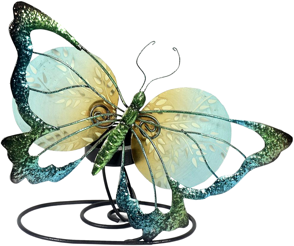 Metalen waxine lamp beeld Shining Turquoise Butterfly Vlinder Vleugels MH-MC64111