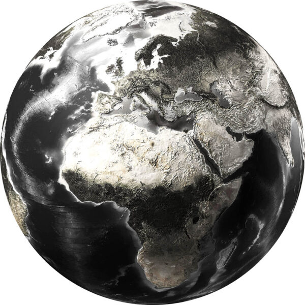 Rond glasschilderij The World in Black and White Wereld Aarde Continent GS-S187