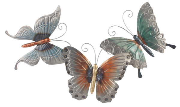 metalen wanddecoratie drie vlinders 1281