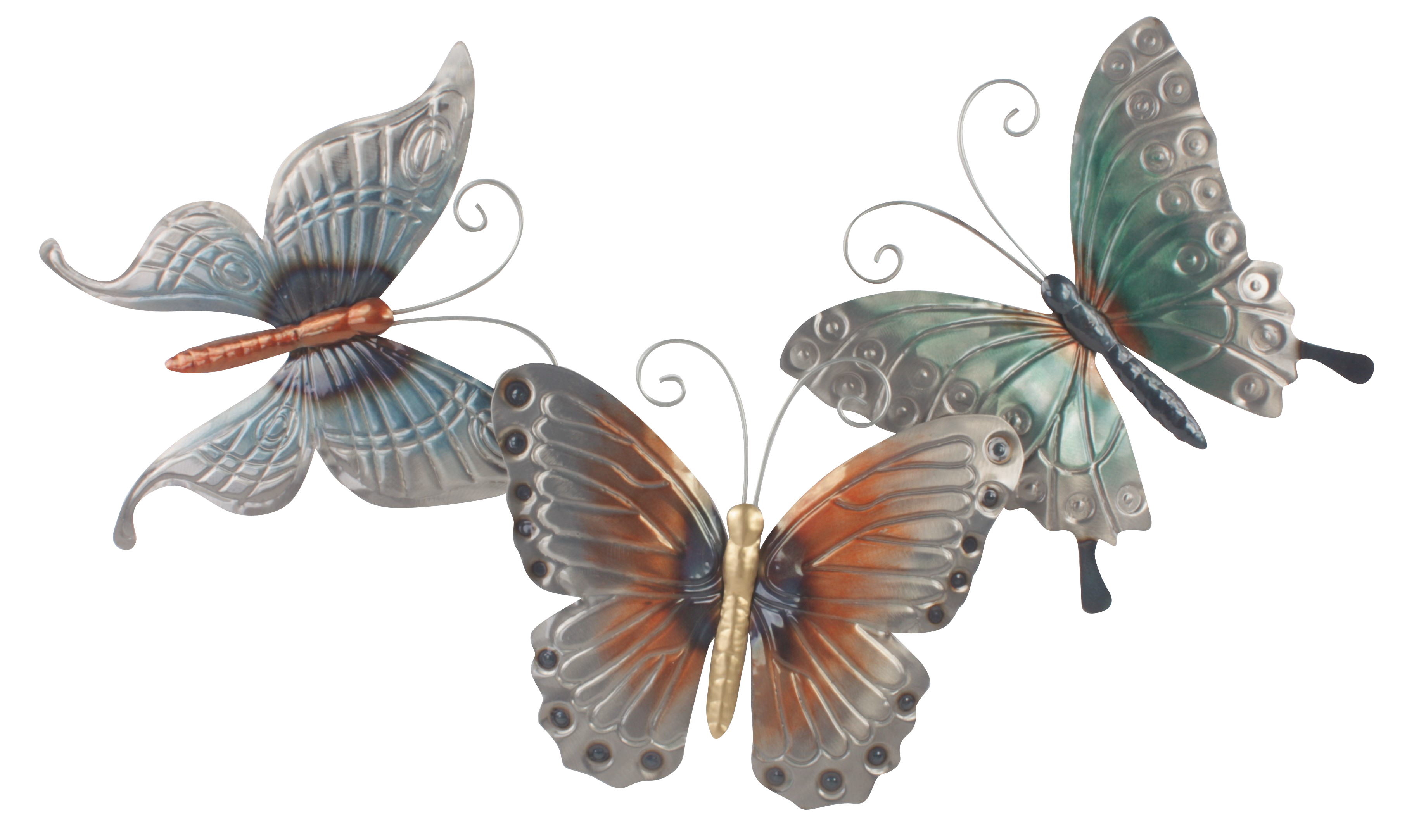metalen wanddecoratie drie vlinders 1281
