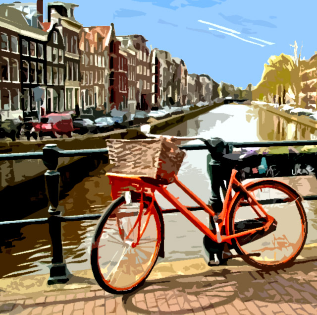 Openlijk Rijden Geef rechten Schilderij "Schilderij "Fiets in Amsterdam"" te koop @ Betaalbarekunst.nl